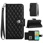 For Sony Xperia 10 IV Rhombic Texture Flip Leather Phone Case with Lanyard(Black) - 1