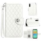 For Sony Xperia 10 IV Rhombic Texture Flip Leather Phone Case with Lanyard(White) - 1