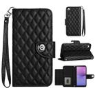 For Sony Xperia 10 V Rhombic Texture Flip Leather Phone Case with Lanyard(Black) - 1