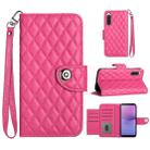 For Sony Xperia 10 V Rhombic Texture Flip Leather Phone Case with Lanyard(Rose Red) - 1