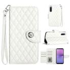 For Sony Xperia 10 V Rhombic Texture Flip Leather Phone Case with Lanyard(White) - 1