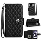 For Google Pixel 8 Rhombic Texture Flip Leather Phone Case with Lanyard(Black) - 1