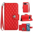 For Google Pixel 8 Pro Rhombic Texture Flip Leather Phone Case with Lanyard(Red) - 1