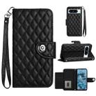 For Google Pixel 8 Pro Rhombic Texture Flip Leather Phone Case with Lanyard(Black) - 1