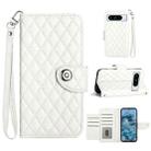 For Google Pixel 8 Pro Rhombic Texture Flip Leather Phone Case with Lanyard(White) - 1