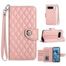 For Google Pixel 8 Pro Rhombic Texture Flip Leather Phone Case with Lanyard(Coral Pink) - 1