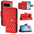 For Google Pixel 9 / Pixel 9 Pro Rhombic Texture Flip Leather Phone Case with Lanyard(Red) - 1