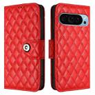 For Google Pixel 9 / Pixel 9 Pro Rhombic Texture Flip Leather Phone Case with Lanyard(Red) - 2