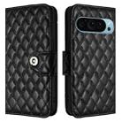 For Google Pixel 9 / Pixel 9 Pro Rhombic Texture Flip Leather Phone Case with Lanyard(Black) - 2