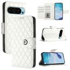 For Google Pixel 9 / Pixel 9 Pro Rhombic Texture Flip Leather Phone Case with Lanyard(White) - 1