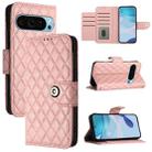 For Google Pixel 9 / Pixel 9 Pro Rhombic Texture Flip Leather Phone Case with Lanyard(Coral Pink) - 1