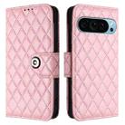 For Google Pixel 9 / Pixel 9 Pro Rhombic Texture Flip Leather Phone Case with Lanyard(Pink) - 2