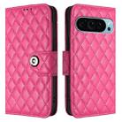 For Google Pixel 9 Pro XL Rhombic Texture Flip Leather Phone Case with Lanyard(Rose Red) - 2