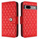 For Google Pixel 7a Rhombic Texture Flip Leather Phone Case with Lanyard(Red) - 2