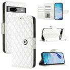 For Google Pixel 7a Rhombic Texture Flip Leather Phone Case with Lanyard(White) - 1