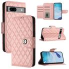 For Google Pixel 7a Rhombic Texture Flip Leather Phone Case with Lanyard(Coral Pink) - 1