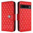 For Google Pixel 7 Pro Rhombic Texture Flip Leather Phone Case with Lanyard(Red) - 2