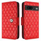 For Google Pixel 7 Rhombic Texture Flip Leather Phone Case with Lanyard(Red) - 2