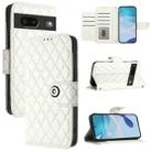 For Google Pixel 7 Rhombic Texture Flip Leather Phone Case with Lanyard(White) - 1