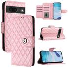 For Google Pixel 7 Rhombic Texture Flip Leather Phone Case with Lanyard(Pink) - 1