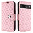 For Google Pixel 7 Rhombic Texture Flip Leather Phone Case with Lanyard(Pink) - 2