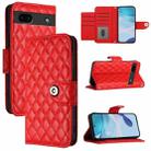 For Google Pixel 6a Rhombic Texture Flip Leather Phone Case with Lanyard(Red) - 1