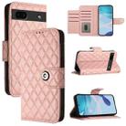 For Google Pixel 6a Rhombic Texture Flip Leather Phone Case with Lanyard(Coral Pink) - 1