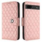 For Google Pixel 6a Rhombic Texture Flip Leather Phone Case with Lanyard(Coral Pink) - 2