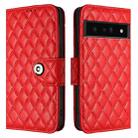 For Google Pixel 6 Pro Rhombic Texture Flip Leather Phone Case with Lanyard(Red) - 2