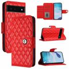 For Google Pixel 6 Rhombic Texture Flip Leather Phone Case with Lanyard(Red) - 1