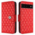 For Google Pixel 6 Rhombic Texture Flip Leather Phone Case with Lanyard(Red) - 2