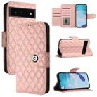 For Google Pixel 6 Rhombic Texture Flip Leather Phone Case with Lanyard(Coral Pink) - 1