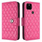 For Google Pixel 5a Rhombic Texture Flip Leather Phone Case with Lanyard(Rose Red) - 2