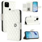 For Google Pixel 5a Rhombic Texture Flip Leather Phone Case with Lanyard(White) - 1