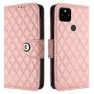 For Google Pixel 5a Rhombic Texture Flip Leather Phone Case with Lanyard(Coral Pink) - 2