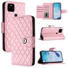 For Google Pixel 5a Rhombic Texture Flip Leather Phone Case with Lanyard(Pink) - 1
