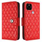 For Google Pixel 5 XL / Pixel 4a 5G Rhombic Texture Flip Leather Phone Case with Lanyard(Red) - 2