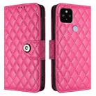 For Google Pixel 5 XL / Pixel 4a 5G Rhombic Texture Flip Leather Phone Case with Lanyard(Rose Red) - 2