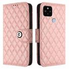 For Google Pixel 5 XL / Pixel 4a 5G Rhombic Texture Flip Leather Phone Case with Lanyard(Coral Pink) - 2