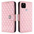 For Google Pixel 5 XL / Pixel 4a 5G Rhombic Texture Flip Leather Phone Case with Lanyard(Pink) - 2