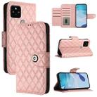 For Google Pixel 5 Rhombic Texture Flip Leather Phone Case with Lanyard(Coral Pink) - 1
