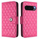 For Google Pixel 10 Pro XL 5G Global Rhombic Texture Flip Leather Phone Case with Lanyard(Rose Red) - 2