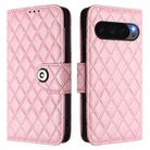 For Google Pixel 10 Pro XL 5G Global Rhombic Texture Flip Leather Phone Case with Lanyard(Pink) - 2