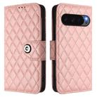For Google Pixel 10 5G Global Rhombic Texture Flip Leather Phone Case with Lanyard(Coral Pink) - 2