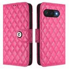 For Google Pixel 9a Rhombic Texture Flip Leather Phone Case with Lanyard(Rose Red) - 2
