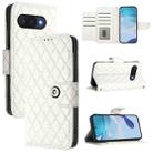 For Google Pixel 9a Rhombic Texture Flip Leather Phone Case with Lanyard(White) - 1