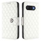 For Google Pixel 9a Rhombic Texture Flip Leather Phone Case with Lanyard(White) - 2