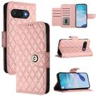 For Google Pixel 9a Rhombic Texture Flip Leather Phone Case with Lanyard(Coral Pink) - 1