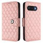 For Google Pixel 9a Rhombic Texture Flip Leather Phone Case with Lanyard(Coral Pink) - 2