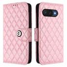 For Google Pixel 9a Rhombic Texture Flip Leather Phone Case with Lanyard(Pink) - 2